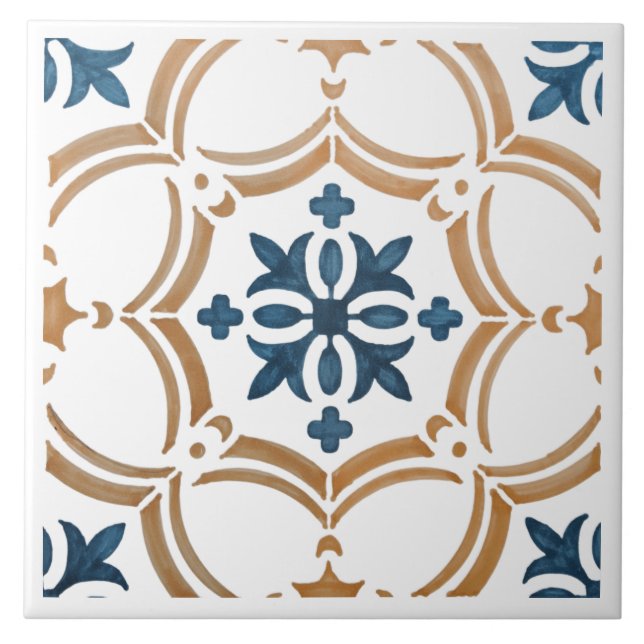 Colorful floral design ceramic tile (Front)