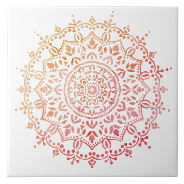 Colorful floral design ceramic tile (Front)