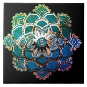 Colorful floral design ceramic tile