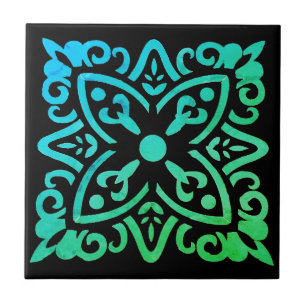 Colorful floral design ceramic tile