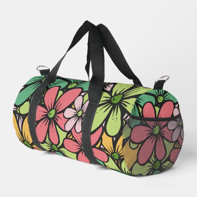 Colorful Floral Design Duffel Bag