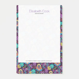 Colorful Floral Design Faux Glass-Beads Post-it Notes
