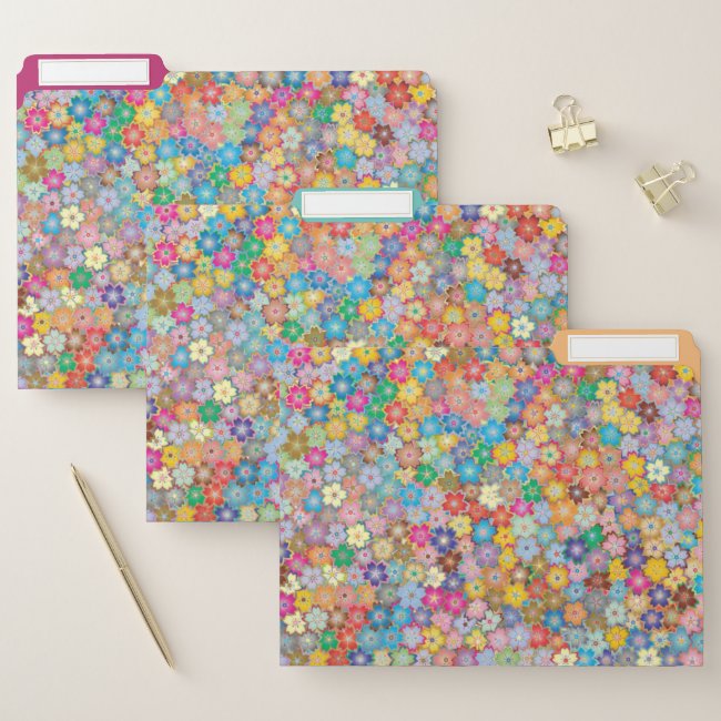 Colorful Floral Design File Folder