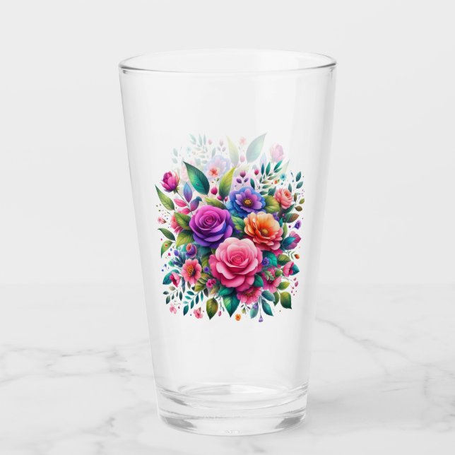 Colorful Floral Design  Glass (Front)