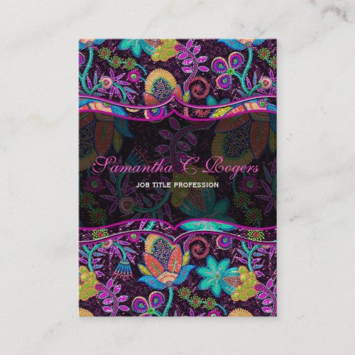 Colorful Floral Design Glass_Beads Look Business Card