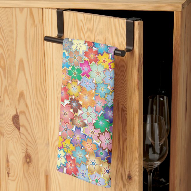 Colorful Floral Design Kitchen Towel