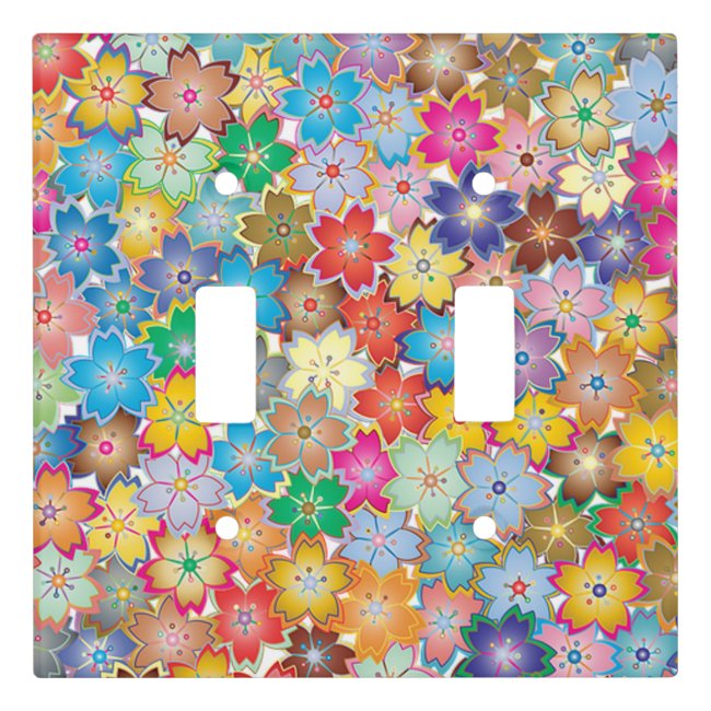 Colorful Floral Design Light Switch Plate