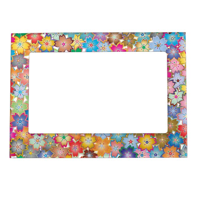 Colorful Floral Design Magnetic Frame