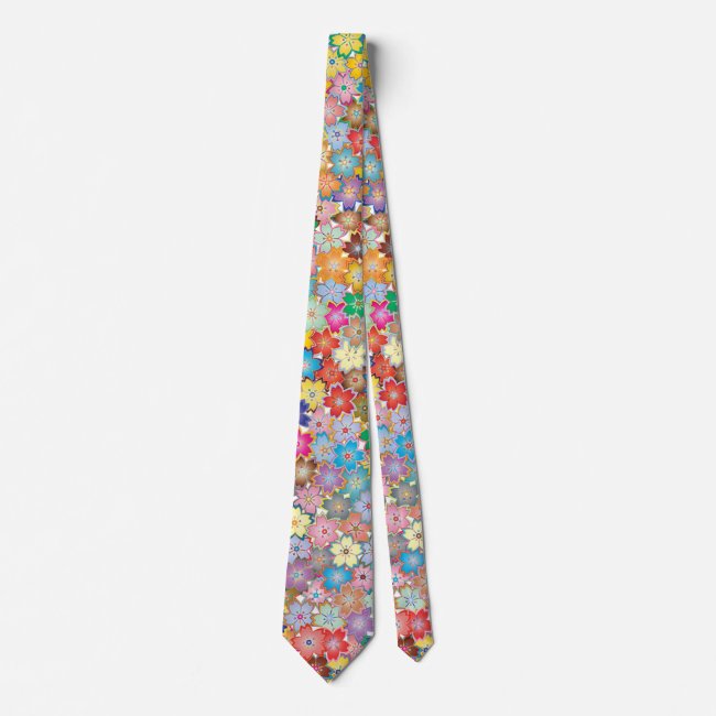 Colorful Floral Design Necktie