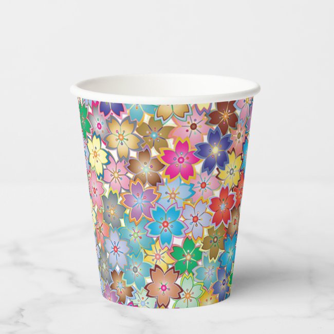 Colorful Floral Design Paper Cup