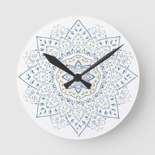 Colorful floral design round clock