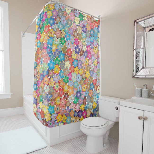 Colorful Floral Design Shower Curtain