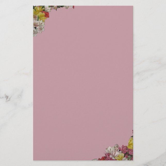 Colorful Floral Design Stationery-Lavender Stationery (Front)