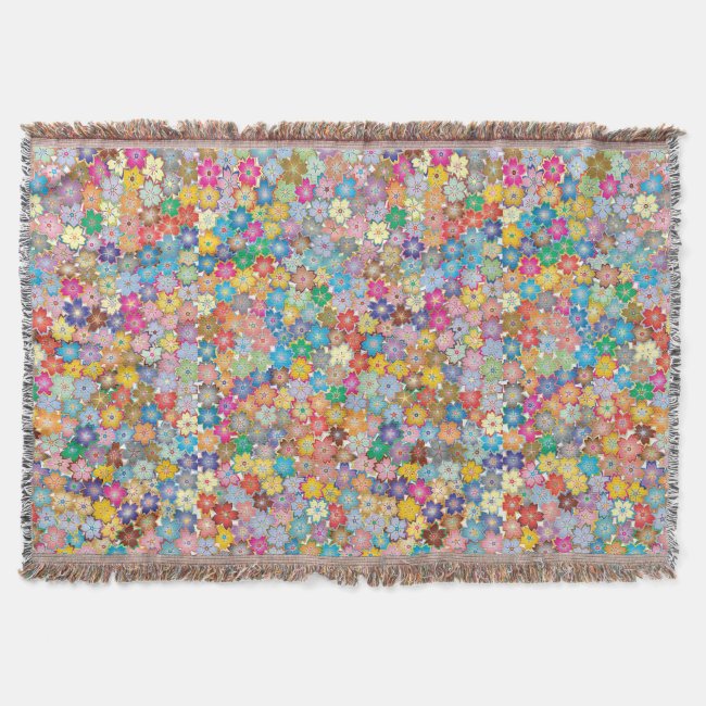 Colorful Floral Design Throw Blanket