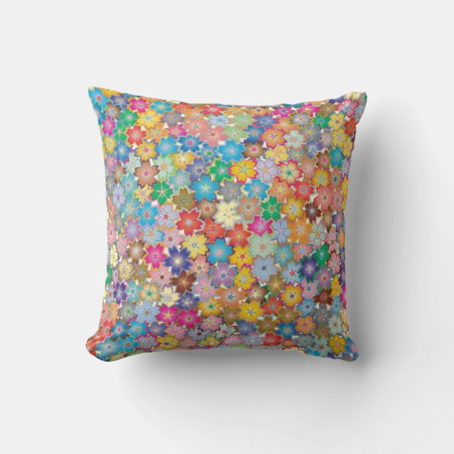 Colorful Floral Design Throw Pillow