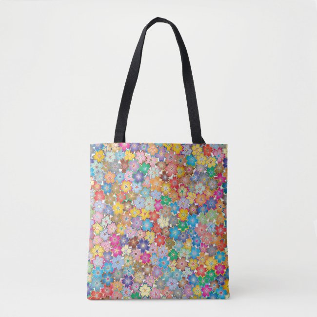 Colorful Floral Design Tote Bag