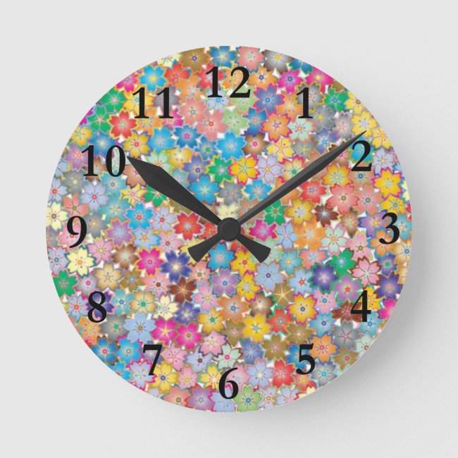 Colorful Floral Design Wall Clock