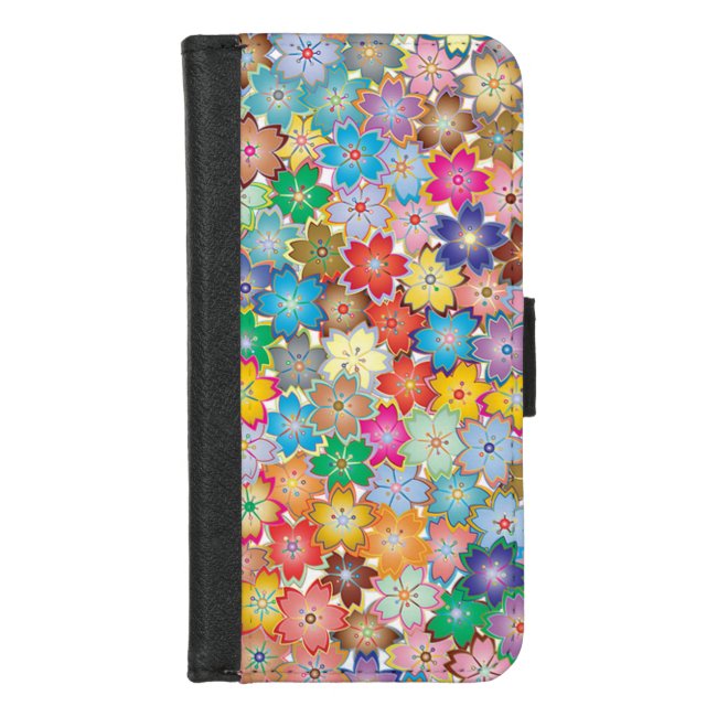 Colorful Floral Design Wallet Case
