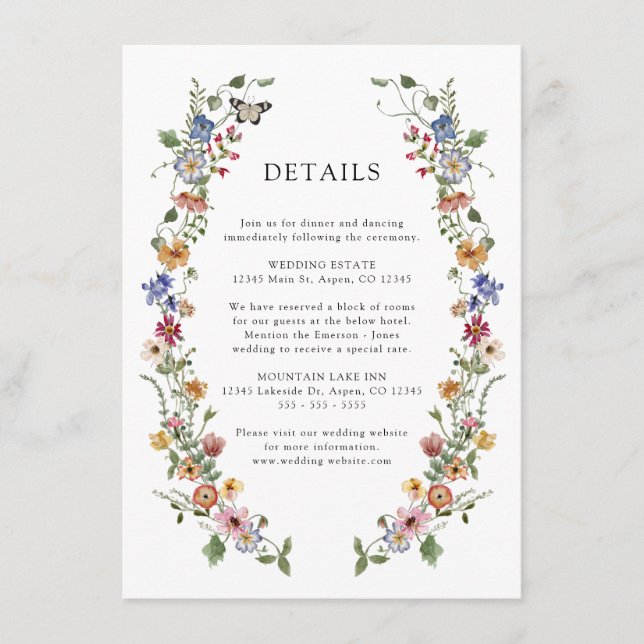 Colorful Floral Details Enclosure Card (Front)