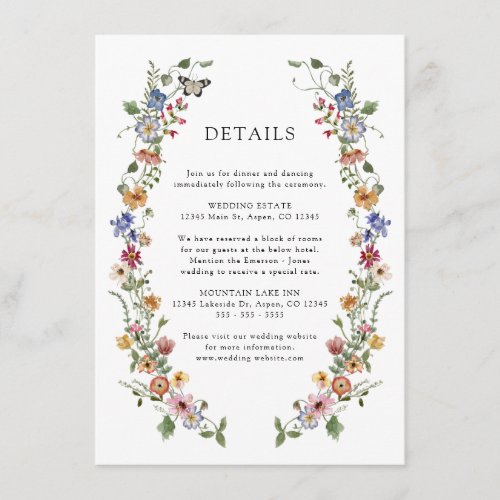 Colorful Floral Details Enclosure Card