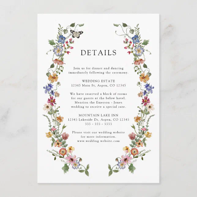Colorful Floral Details Enclosure Card Zazzle