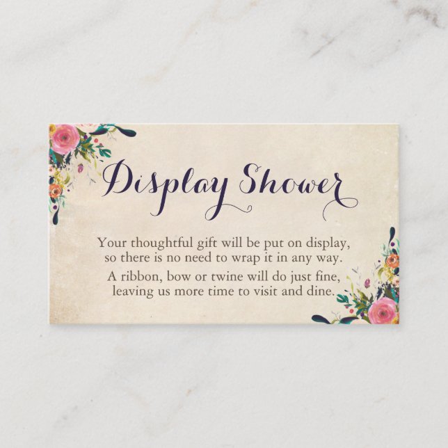 Colorful Floral Display Shower Insert Cards (Front)