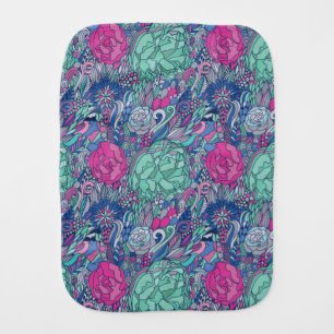 Colorful Floral Doodle Pattern Baby Burp Cloth