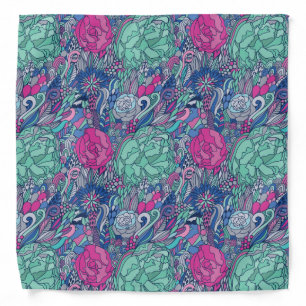 Colorful Floral Doodle Pattern Bandana