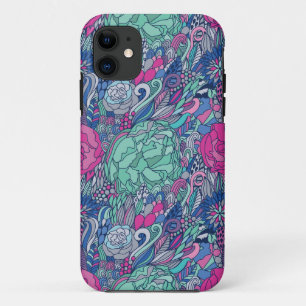 Colorful Floral Doodle Pattern iPhone 11 Case