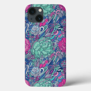 Colorful Floral Doodle Pattern iPhone 13 Case