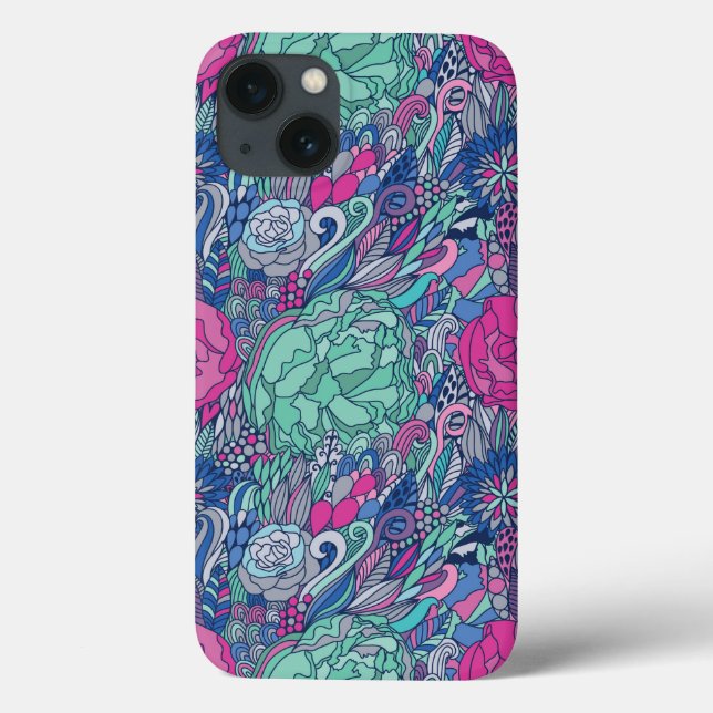 Colorful Floral Doodle Pattern Case-Mate iPhone Case (Back)