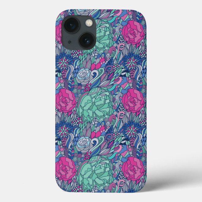 Colorful Floral Doodle Pattern Case-Mate iPhone Case (Back)