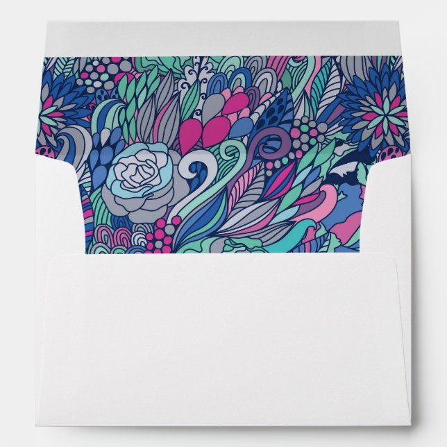 Colorful Floral Doodle Pattern Envelope (Back (Bottom))