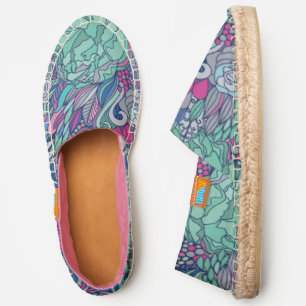 Colorful Floral Doodle Pattern Espadrilles