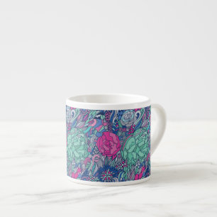 Colorful Floral Doodle Pattern Espresso Cup