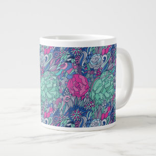 Colorful Floral Doodle Pattern Giant Coffee Mug