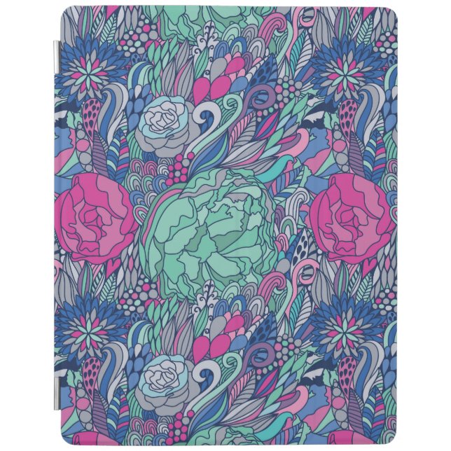 Colorful Floral Doodle Pattern iPad Smart Cover (Front)