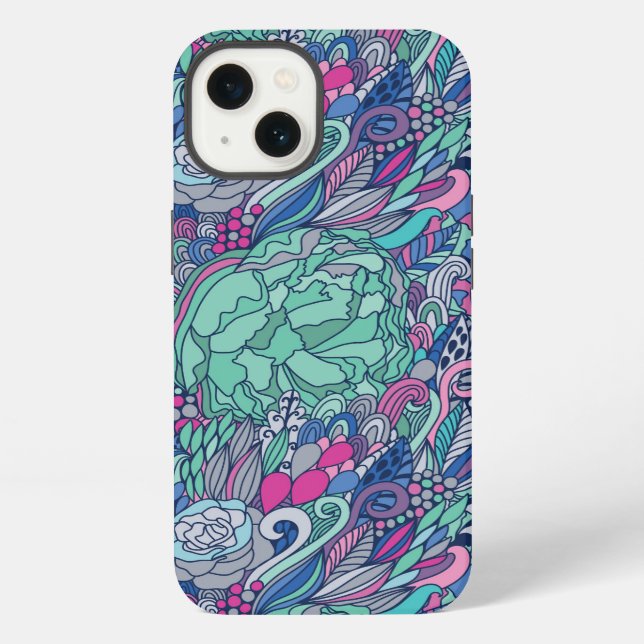 Colorful Floral Doodle Pattern Iphone Case (Back)