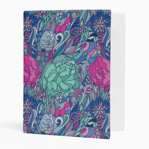 Colorful Floral Doodle Pattern Mini Binder
