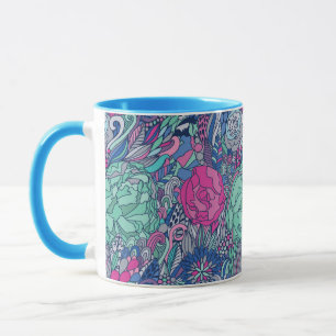 Colorful Floral Doodle Pattern Mug