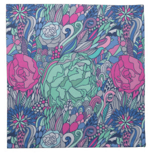 Colorful Floral Doodle Pattern Napkin