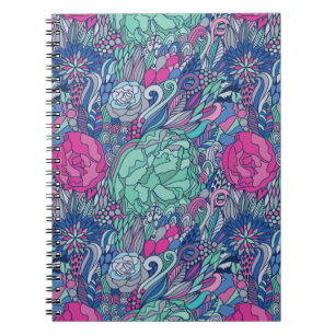 Colorful Floral Doodle Pattern Notebook