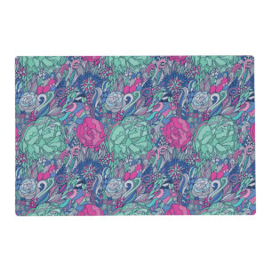Colorful Floral Doodle Pattern Placemat