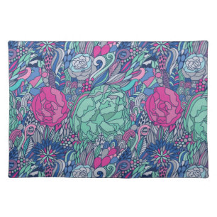 Colorful Floral Doodle Pattern Placemat