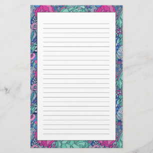 Colorful Floral Doodle Pattern Stationery