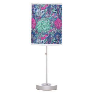 Colorful Floral Doodle Pattern Table Lamp