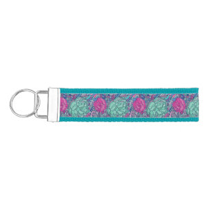 Colorful Floral Doodle Pattern Wrist Keychain