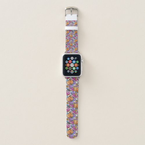 Colorful Floral Doodle with Jack_O_Lantern Apple Watch Band