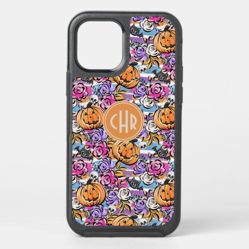 Colorful Floral Doodle with Jack_O_Lantern OtterBox Symmetry iPhone 12 Pro Case