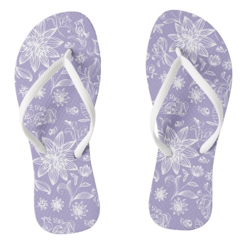 Colorful Floral Doodles Flip Flops Template